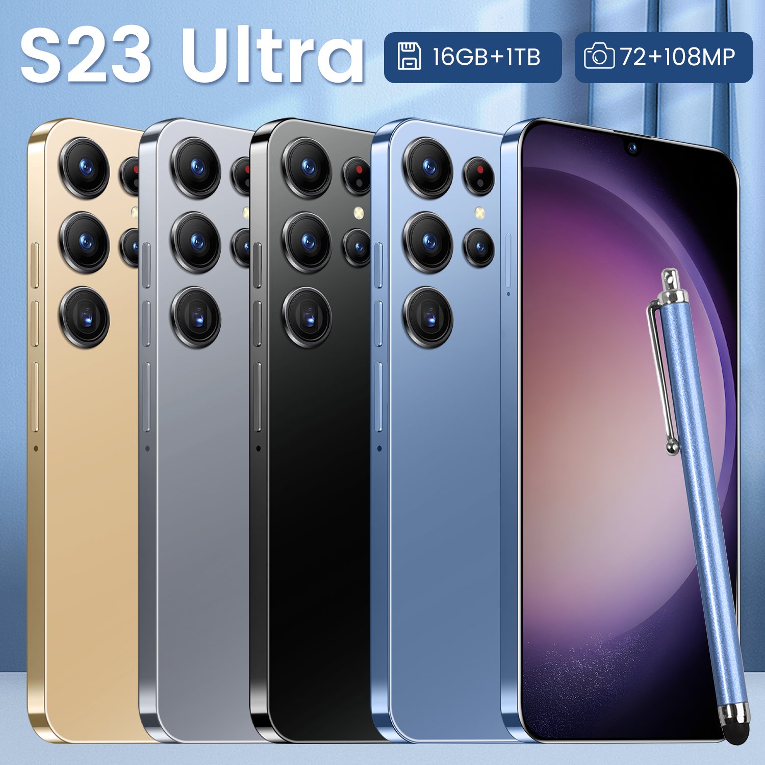 2024 S23 Ultra High Quality 5G Smartphone 5000 mah 78MP+108MP 16GB+1TB Android 14 Low Price Mobile Phone with 3G 4G Features